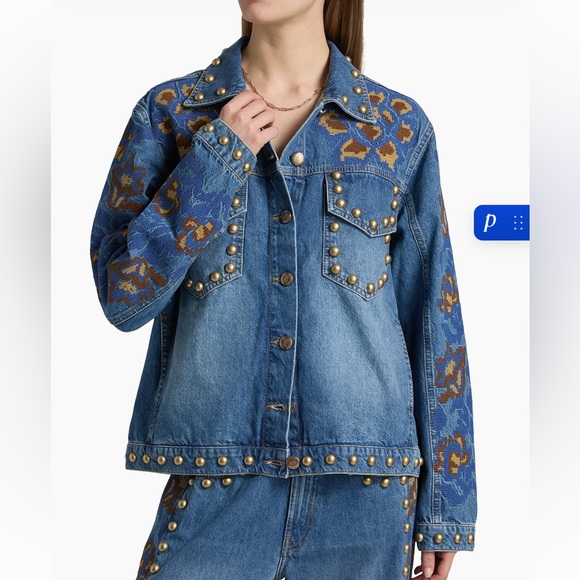Farm Rio studded floral denim jacket - Picture 2 of 13